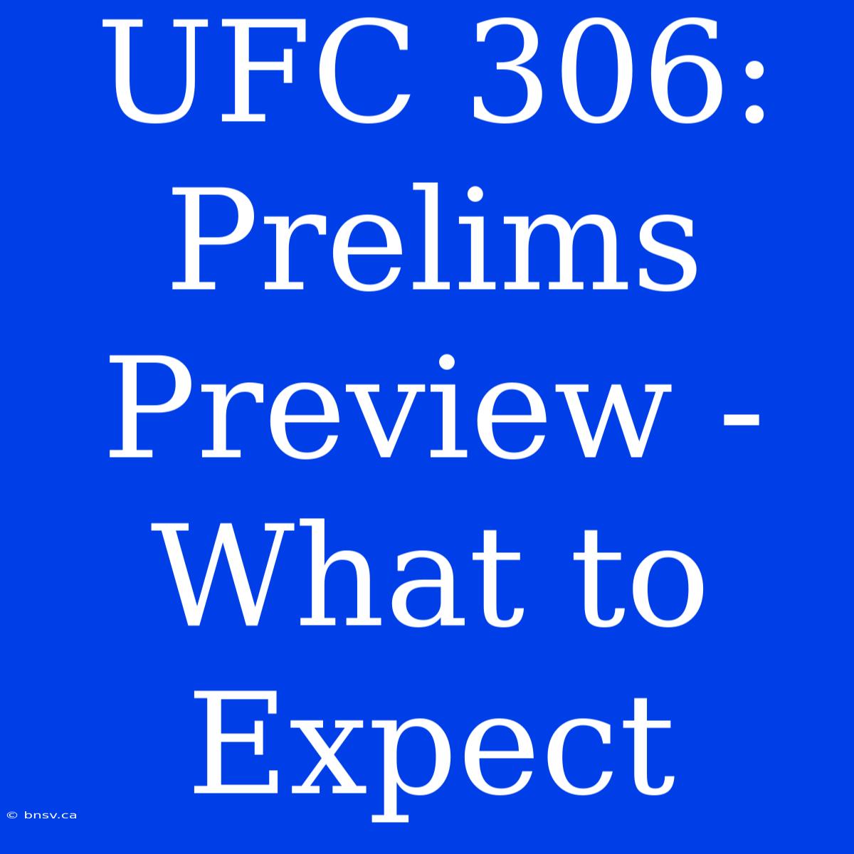 UFC 306: Prelims Preview - What To Expect