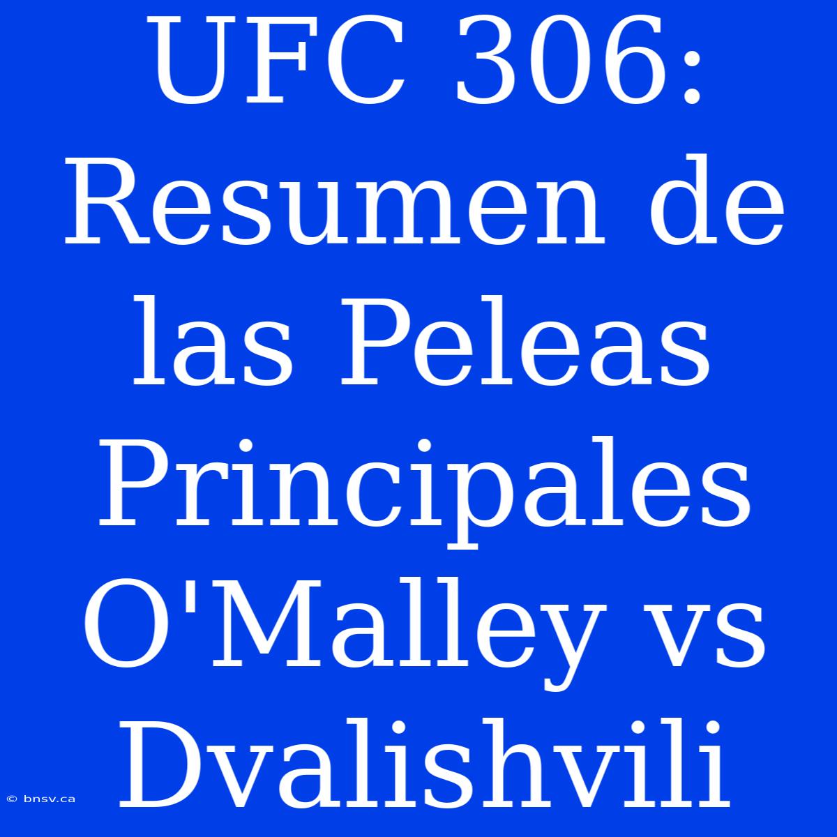 UFC 306: Resumen De Las Peleas Principales O'Malley Vs Dvalishvili