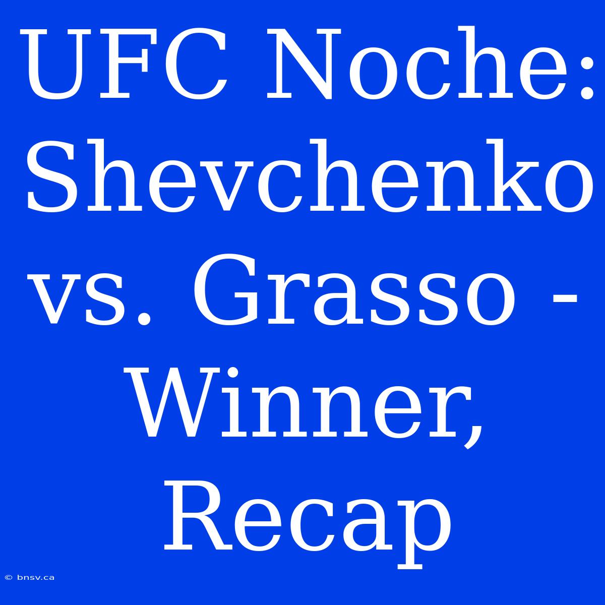 UFC Noche: Shevchenko Vs. Grasso - Winner, Recap