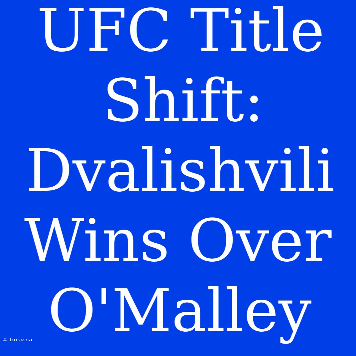 UFC Title Shift: Dvalishvili Wins Over O'Malley