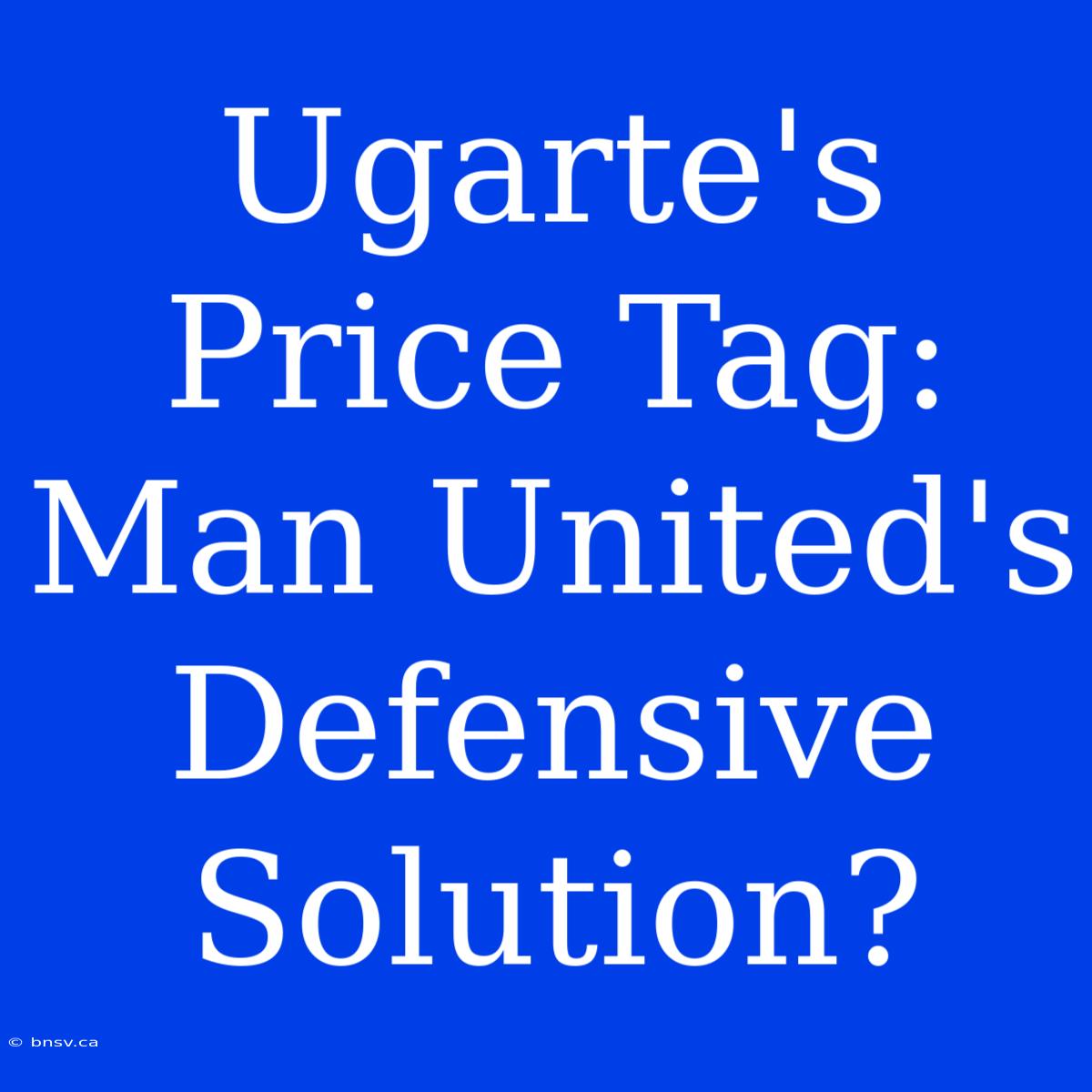 Ugarte's Price Tag:  Man United's Defensive Solution?