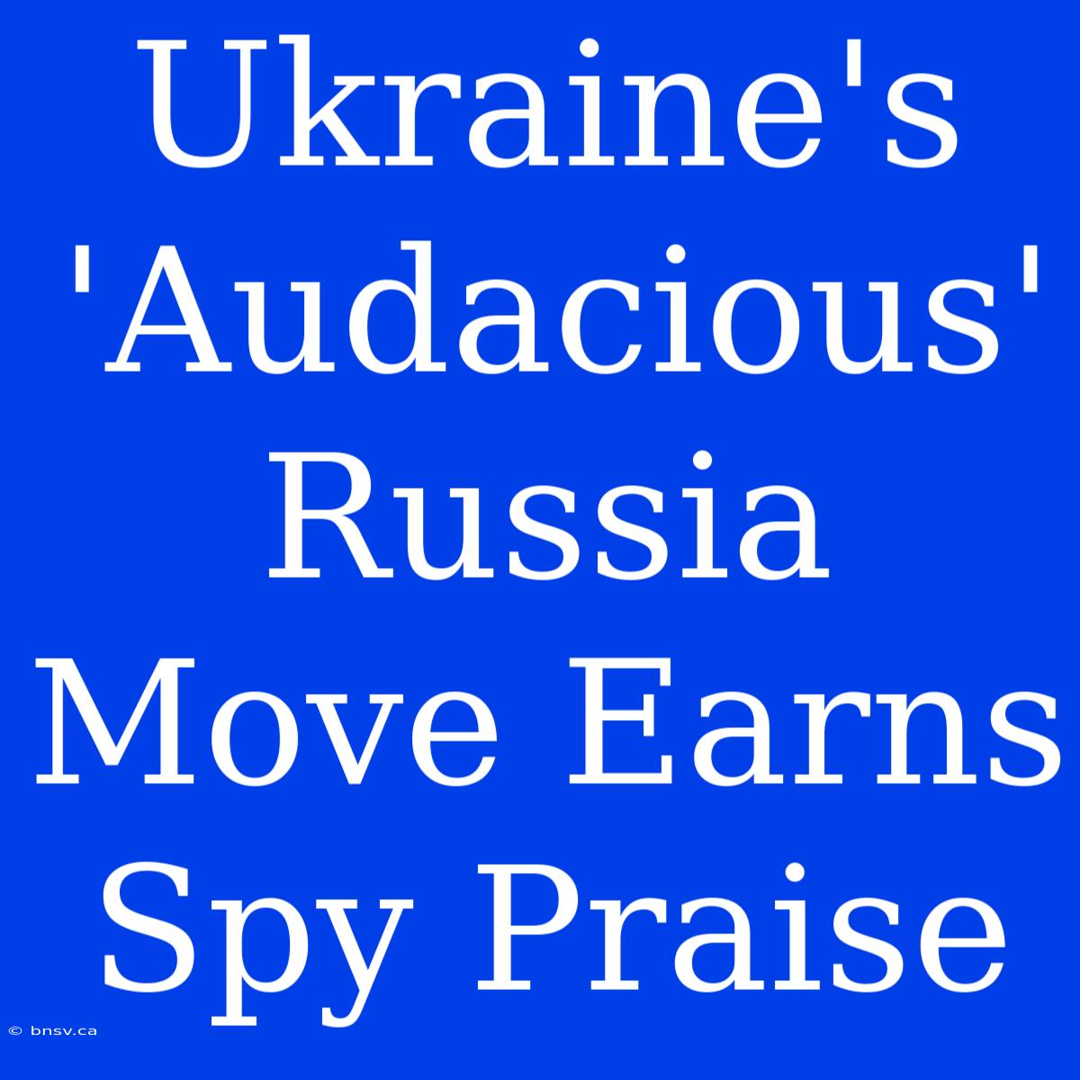 Ukraine's 'Audacious' Russia Move Earns Spy Praise