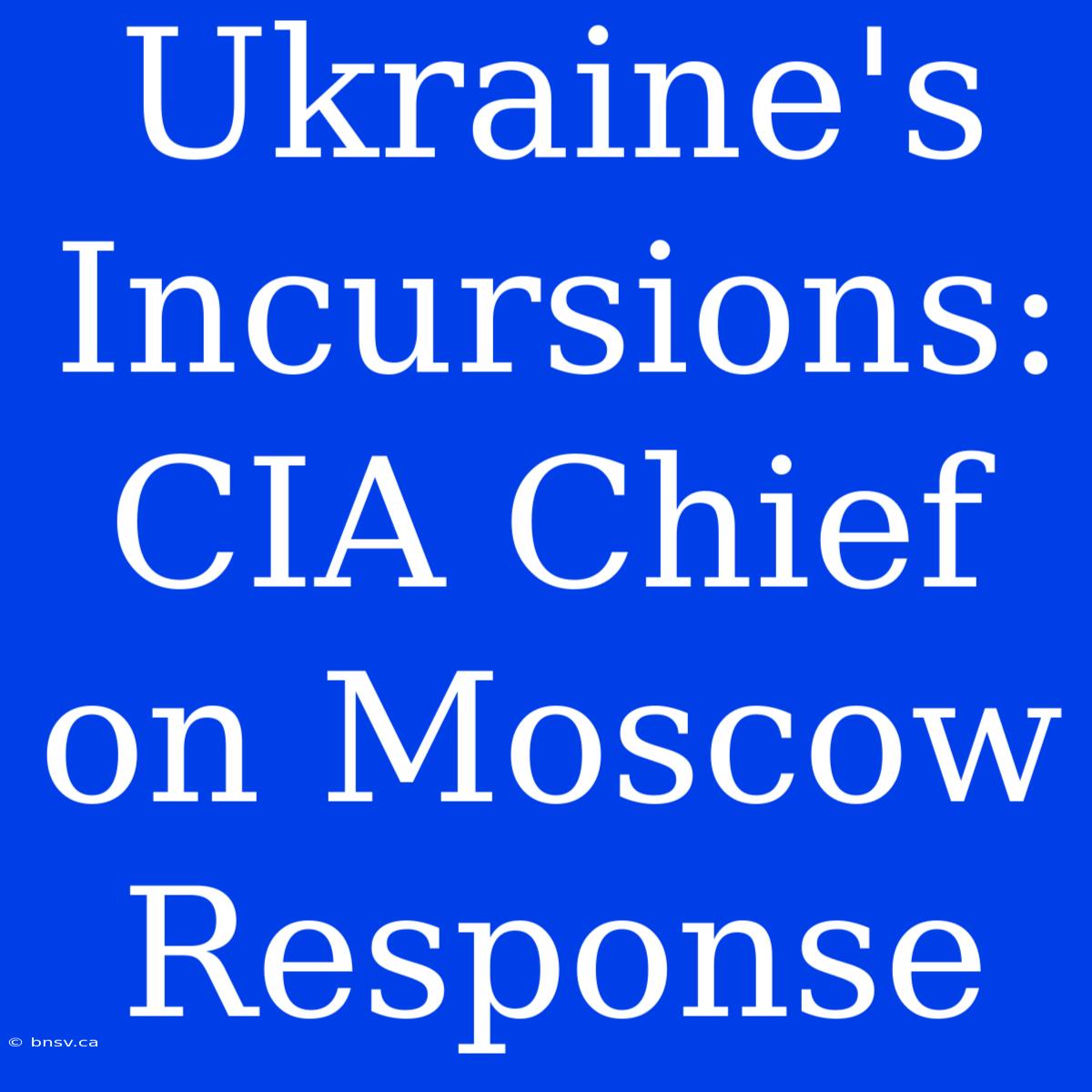 Ukraine's Incursions: CIA Chief On Moscow Response