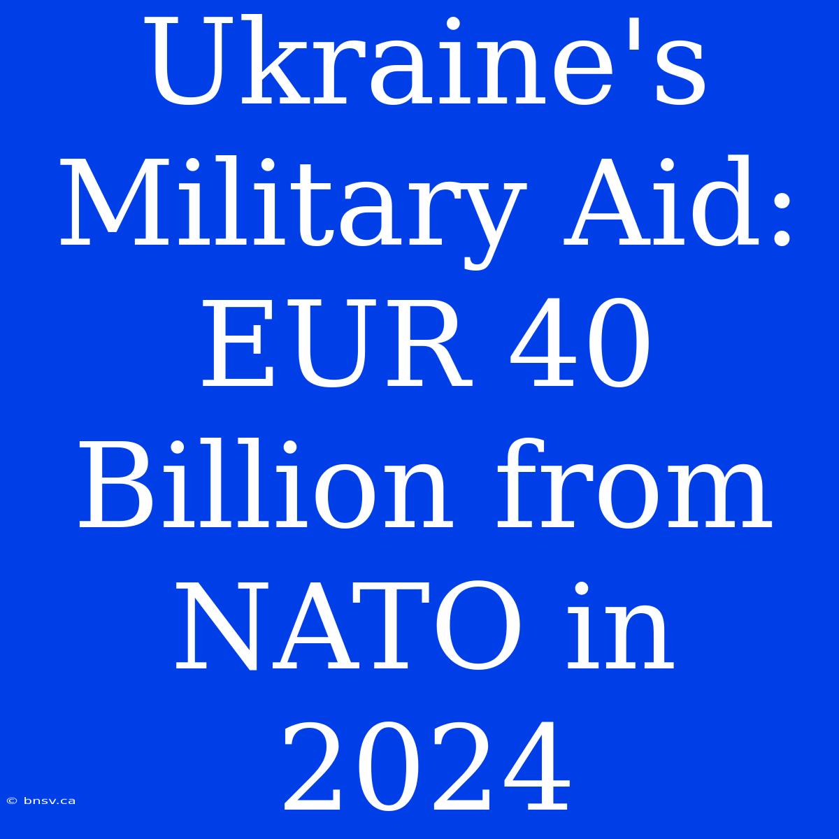 Ukraine's Military Aid: EUR 40 Billion From NATO In 2024