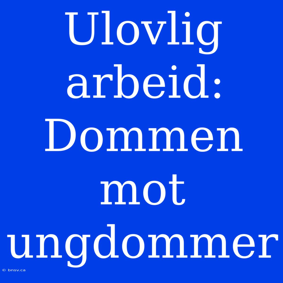 Ulovlig Arbeid: Dommen Mot Ungdommer