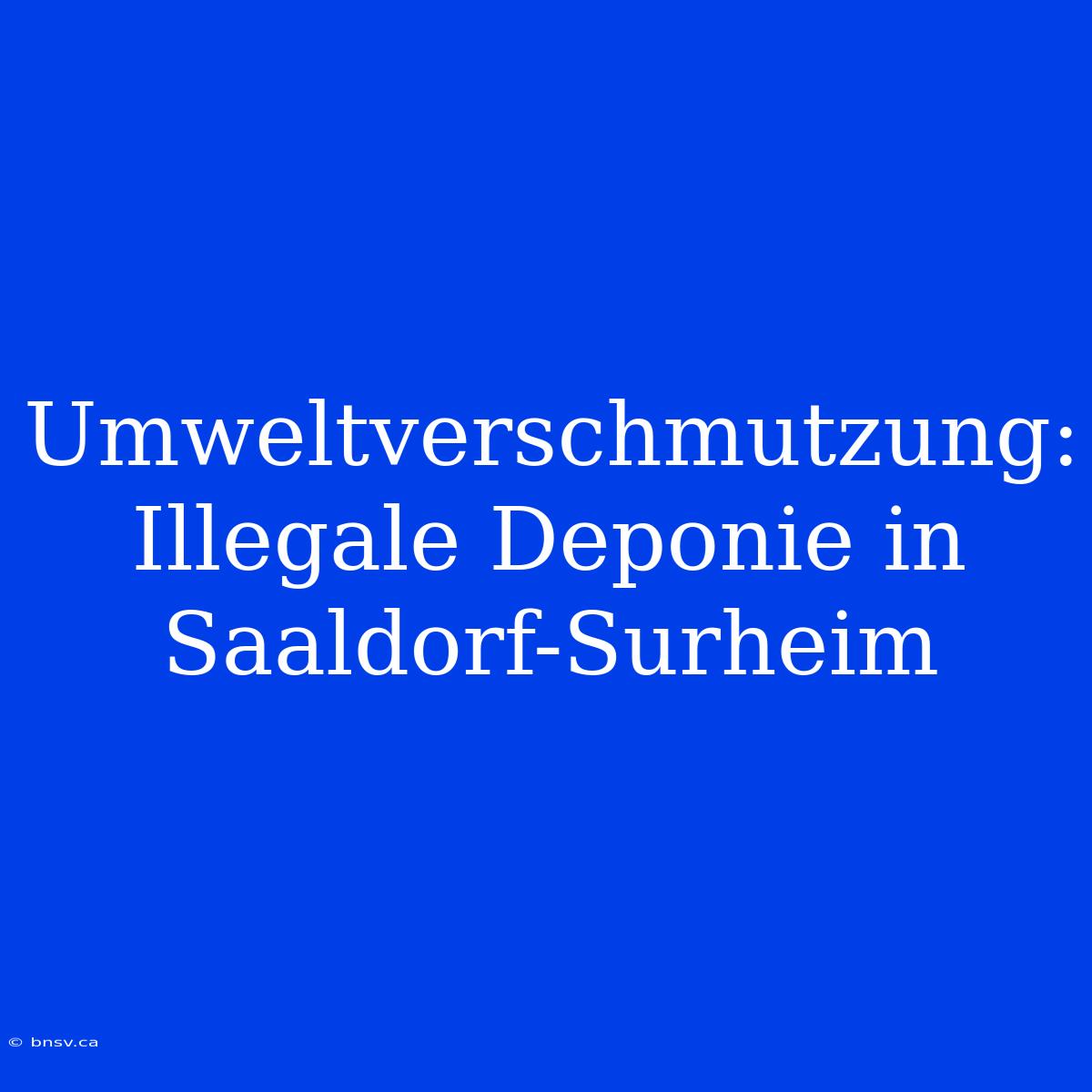 Umweltverschmutzung: Illegale Deponie In Saaldorf-Surheim