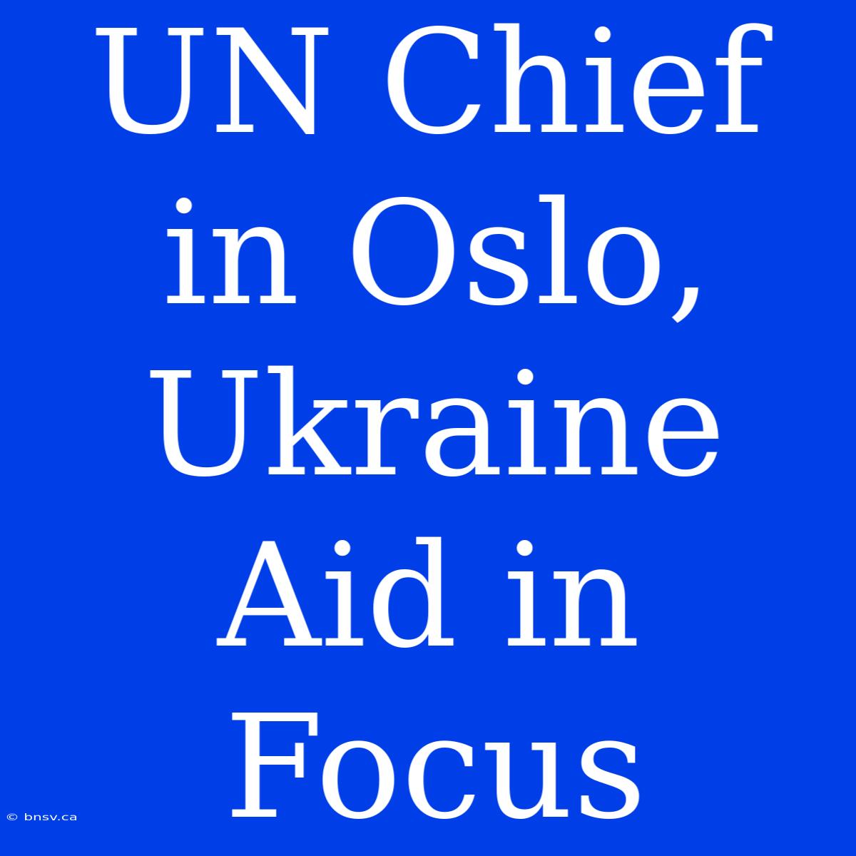 UN Chief In Oslo, Ukraine Aid In Focus