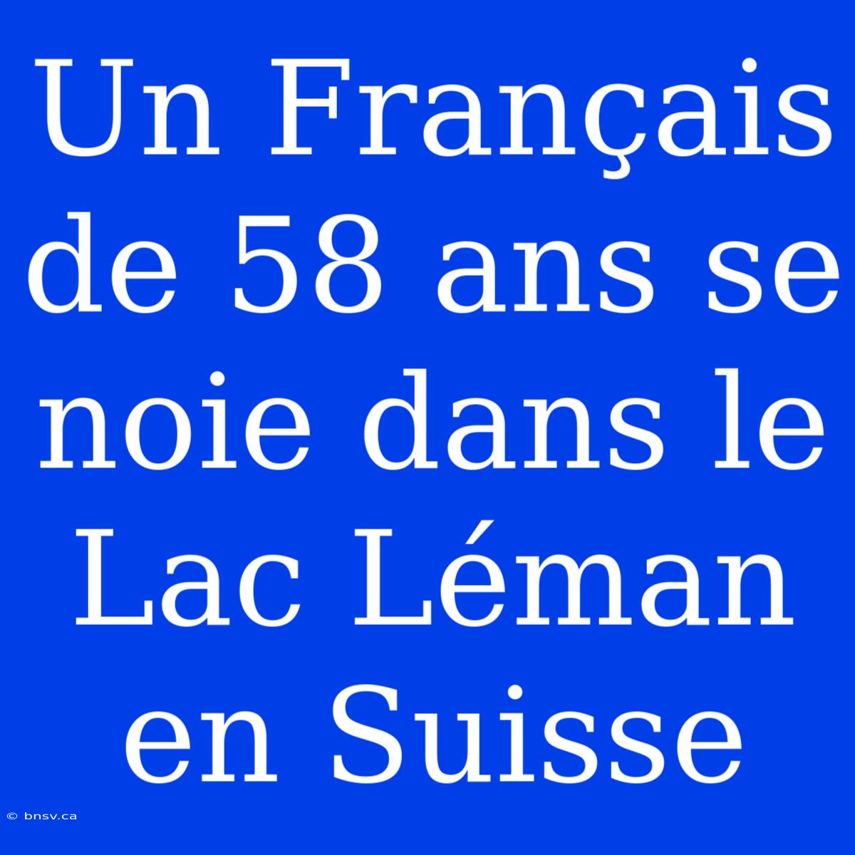 Un Français De 58 Ans Se Noie Dans Le Lac Léman En Suisse