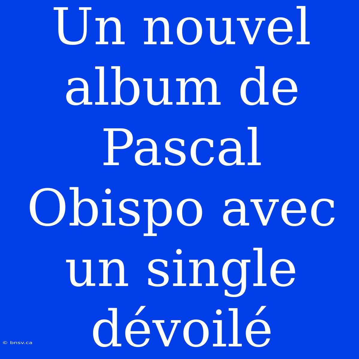 Un Nouvel Album De Pascal Obispo Avec Un Single Dévoilé