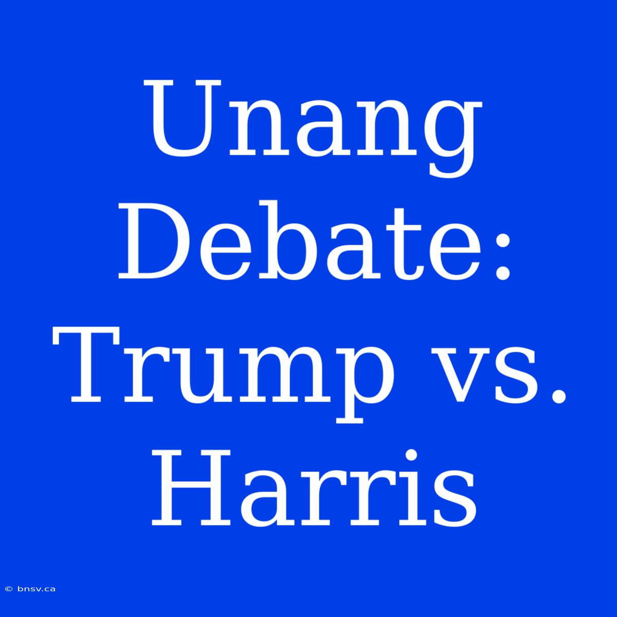 Unang Debate: Trump Vs. Harris