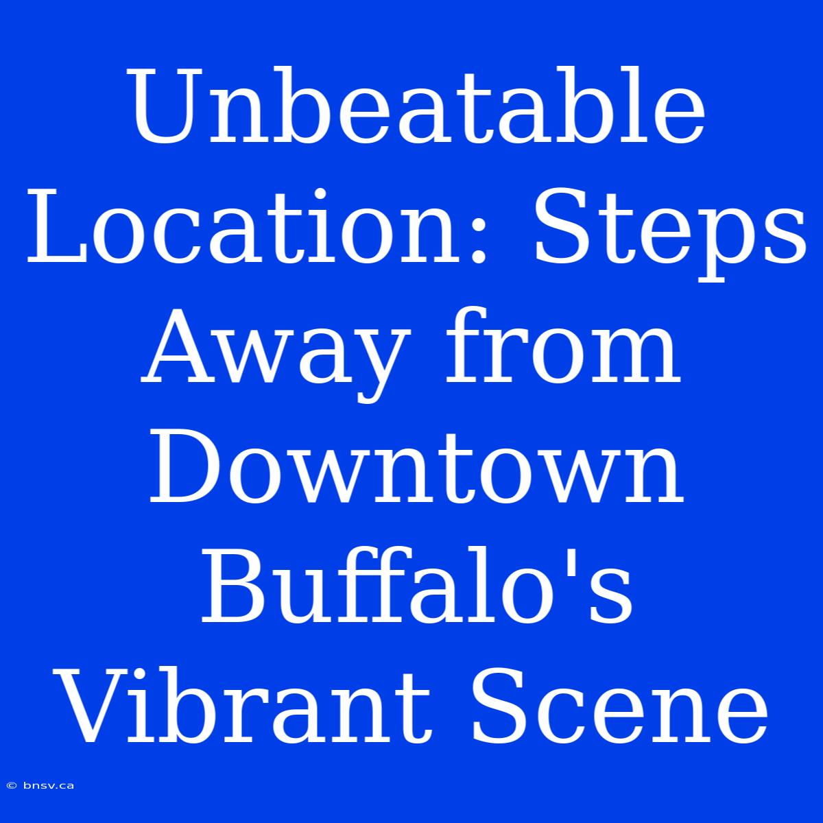 Unbeatable Location: Steps Away From Downtown Buffalo's Vibrant Scene