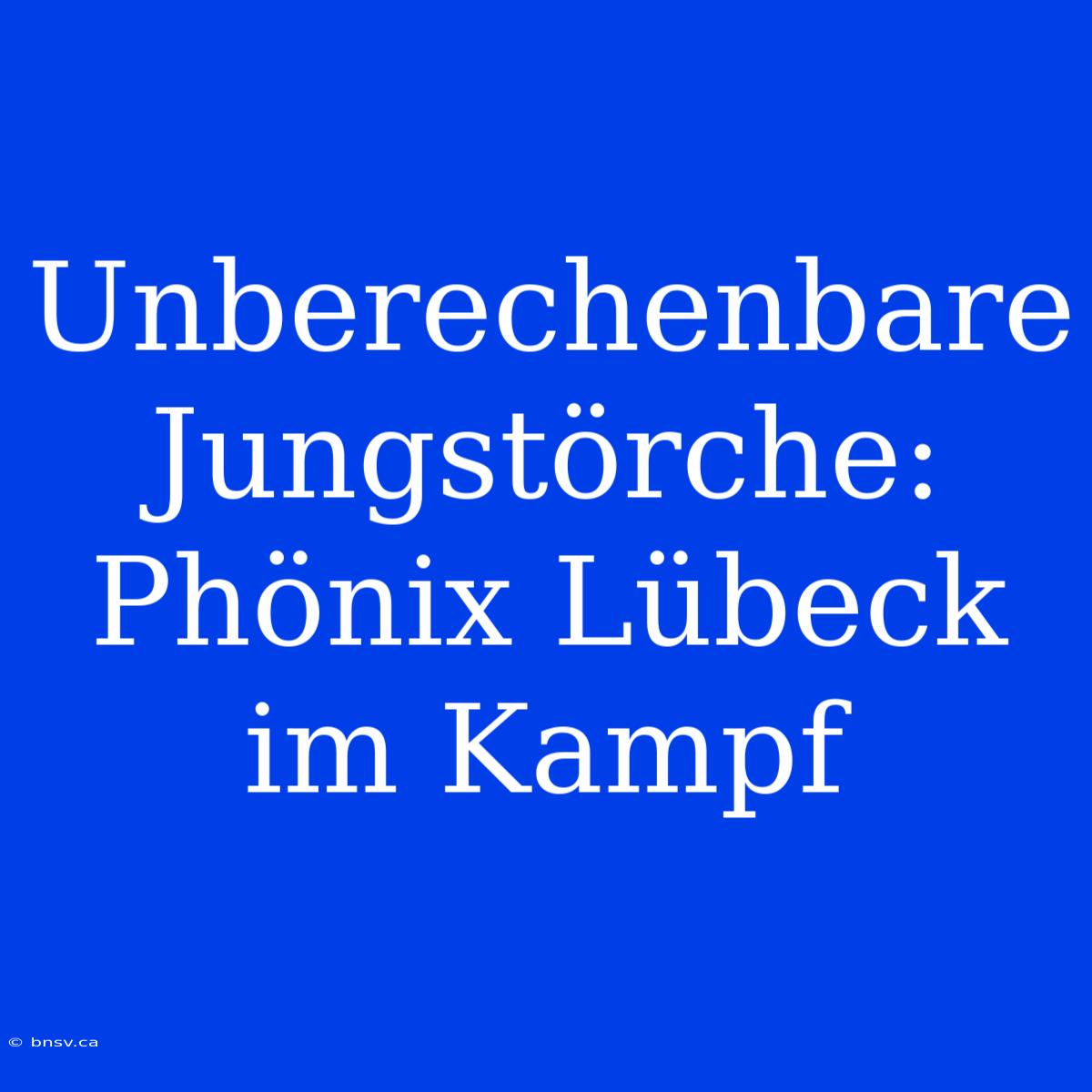 Unberechenbare Jungstörche: Phönix Lübeck Im Kampf