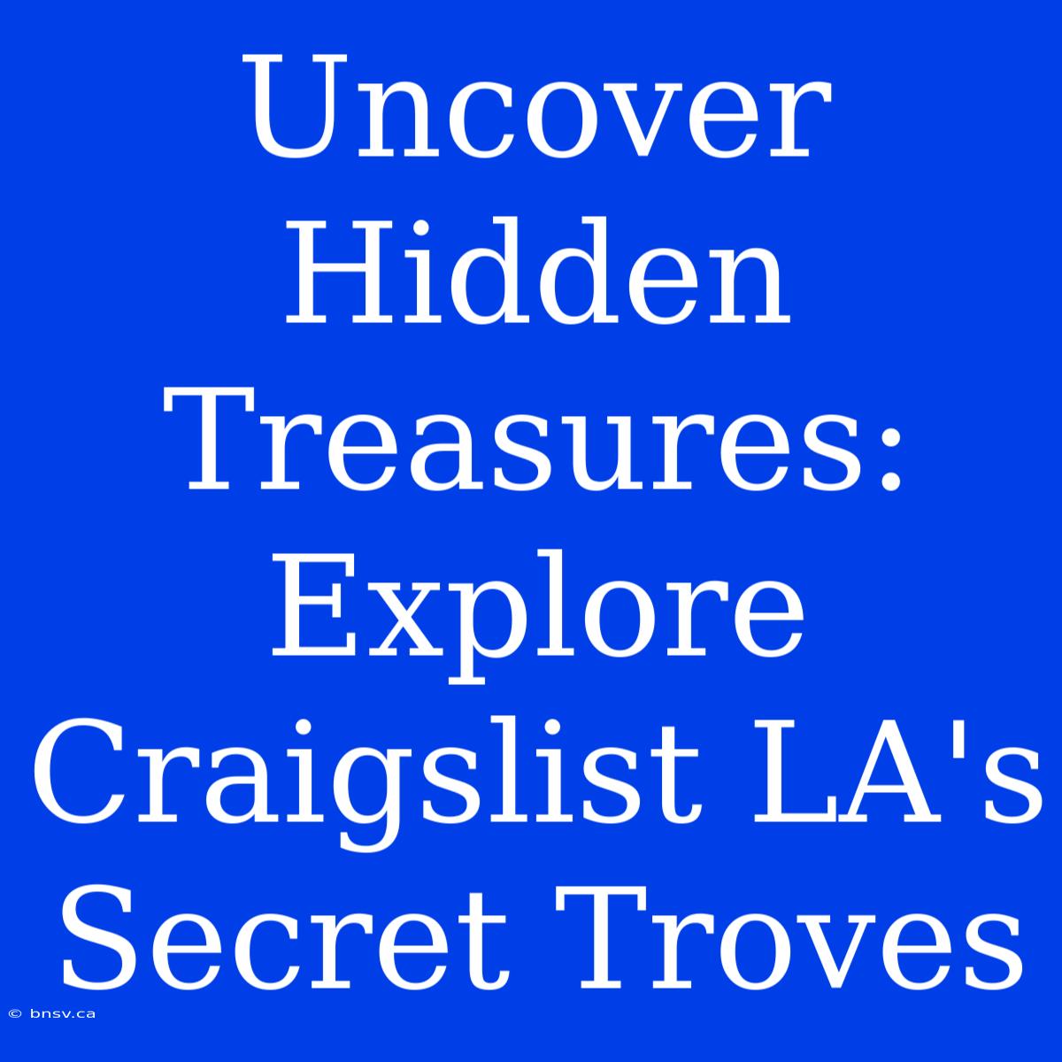 Uncover Hidden Treasures: Explore Craigslist LA's Secret Troves