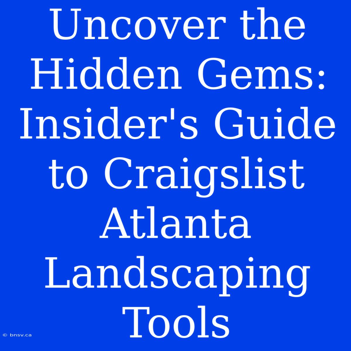 Uncover The Hidden Gems: Insider's Guide To Craigslist Atlanta Landscaping Tools