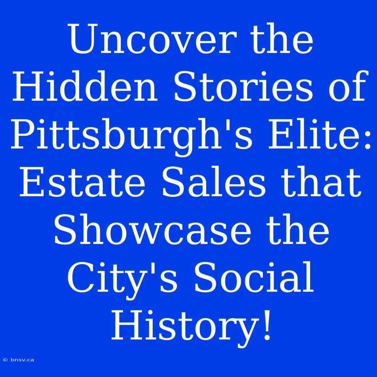 Uncover The Hidden Stories Of Pittsburgh's Elite: Estate Sales That Showcase The City's Social History!