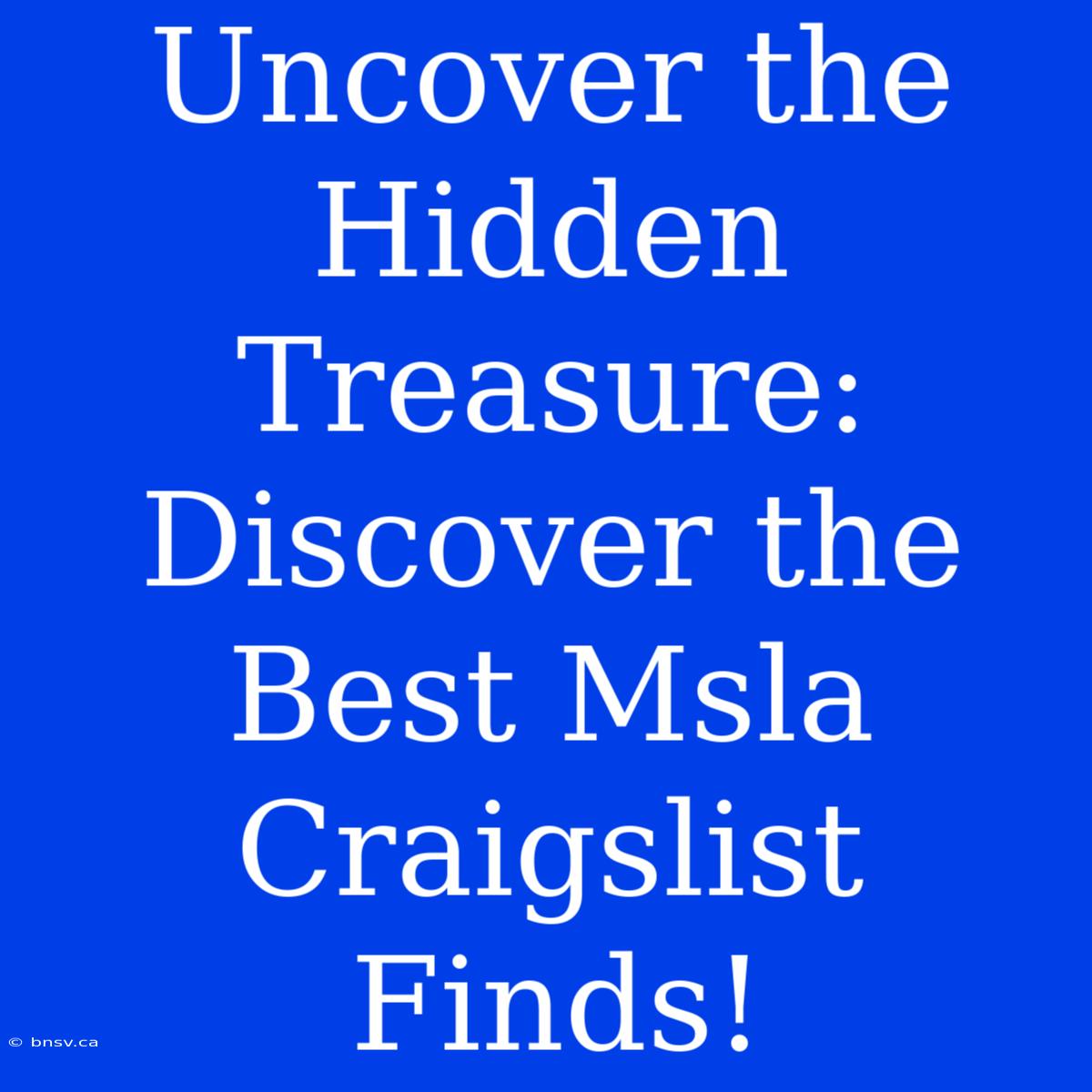 Uncover The Hidden Treasure: Discover The Best Msla Craigslist Finds!