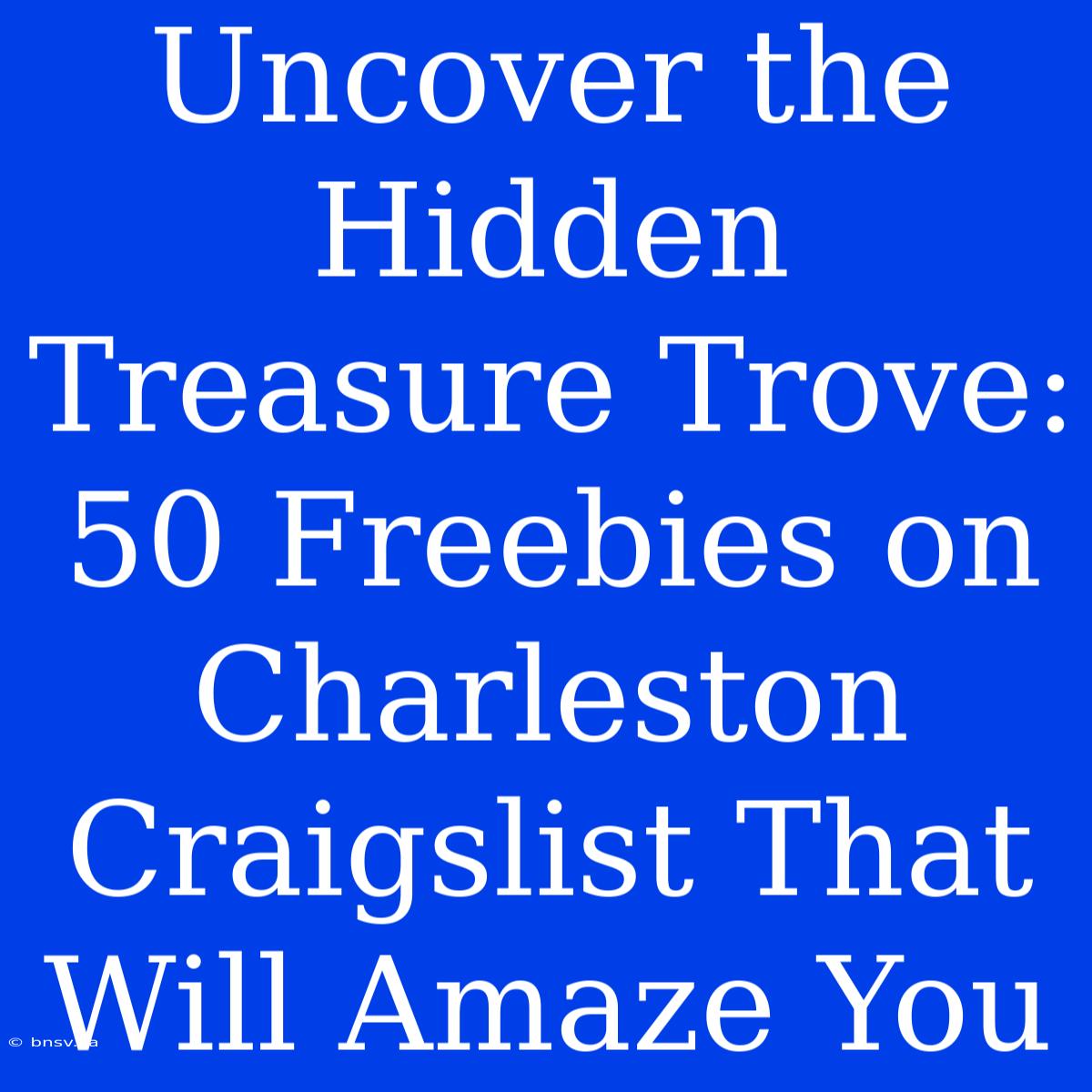 Uncover The Hidden Treasure Trove: 50 Freebies On Charleston Craigslist That Will Amaze You