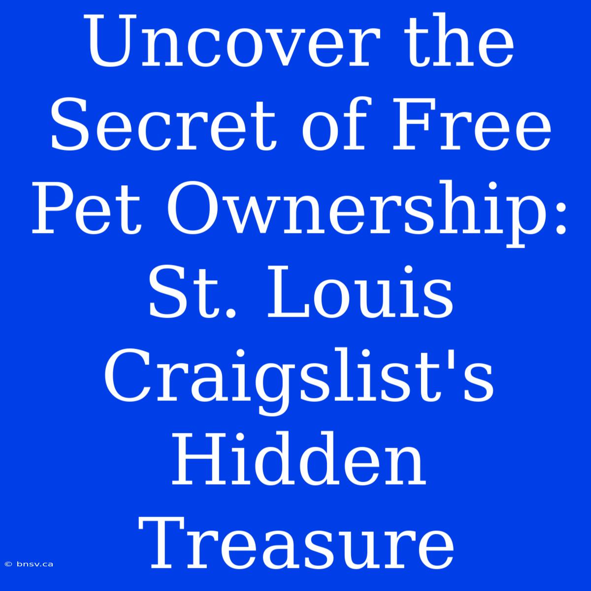 Uncover The Secret Of Free Pet Ownership: St. Louis Craigslist's Hidden Treasure