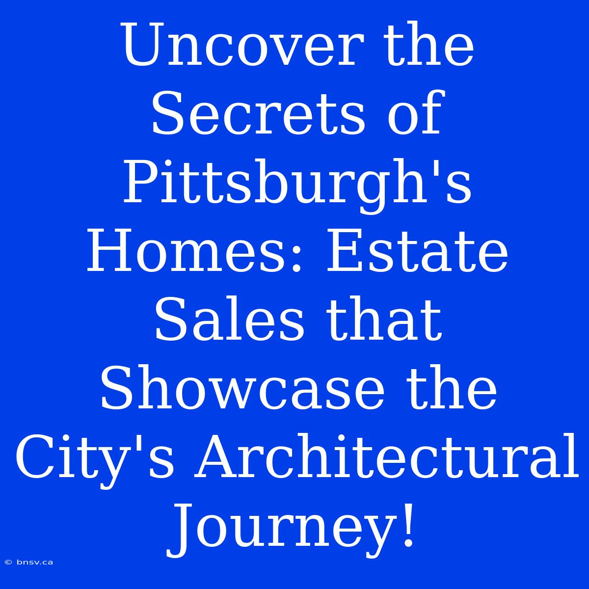 Uncover The Secrets Of Pittsburgh's Homes: Estate Sales That Showcase The City's Architectural Journey!