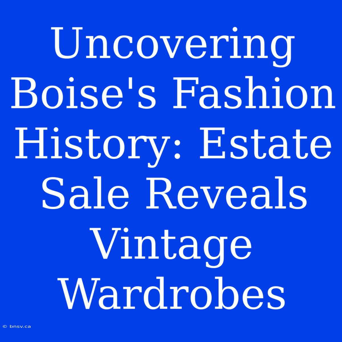 Uncovering Boise's Fashion History: Estate Sale Reveals Vintage Wardrobes