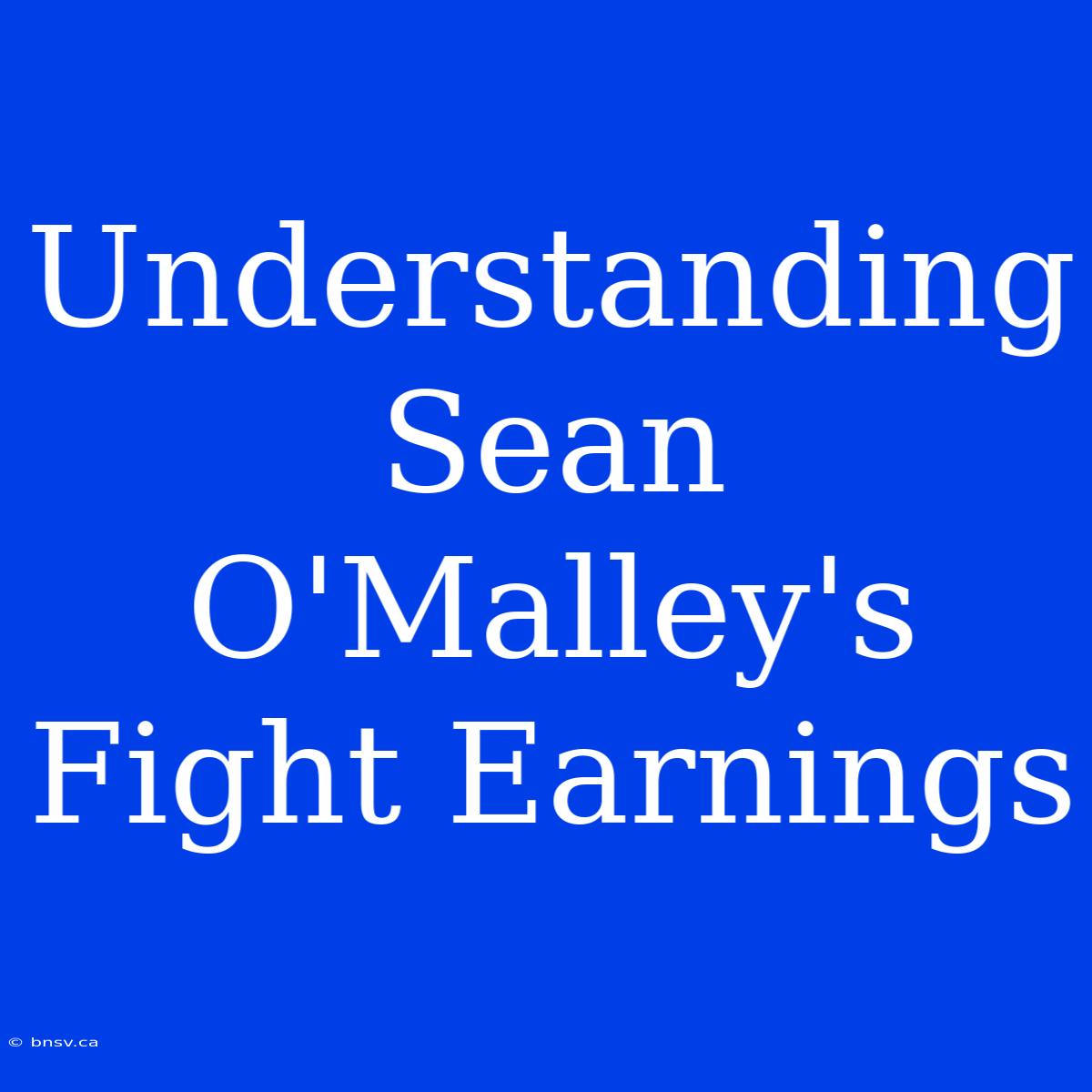 Understanding Sean O'Malley's Fight Earnings