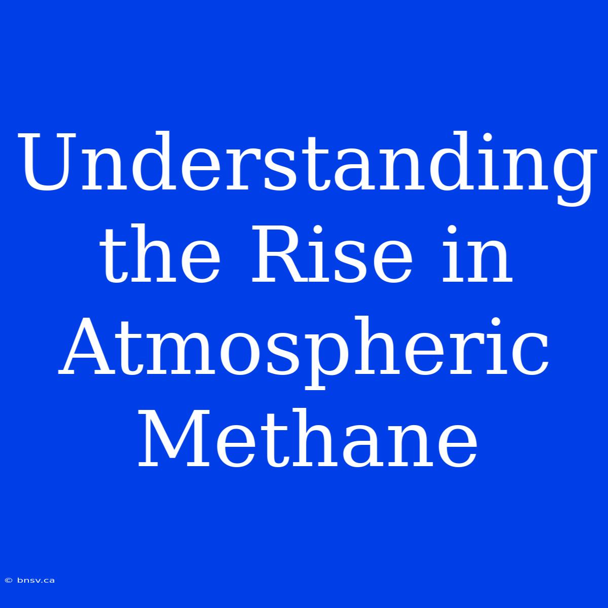 Understanding The Rise In Atmospheric Methane