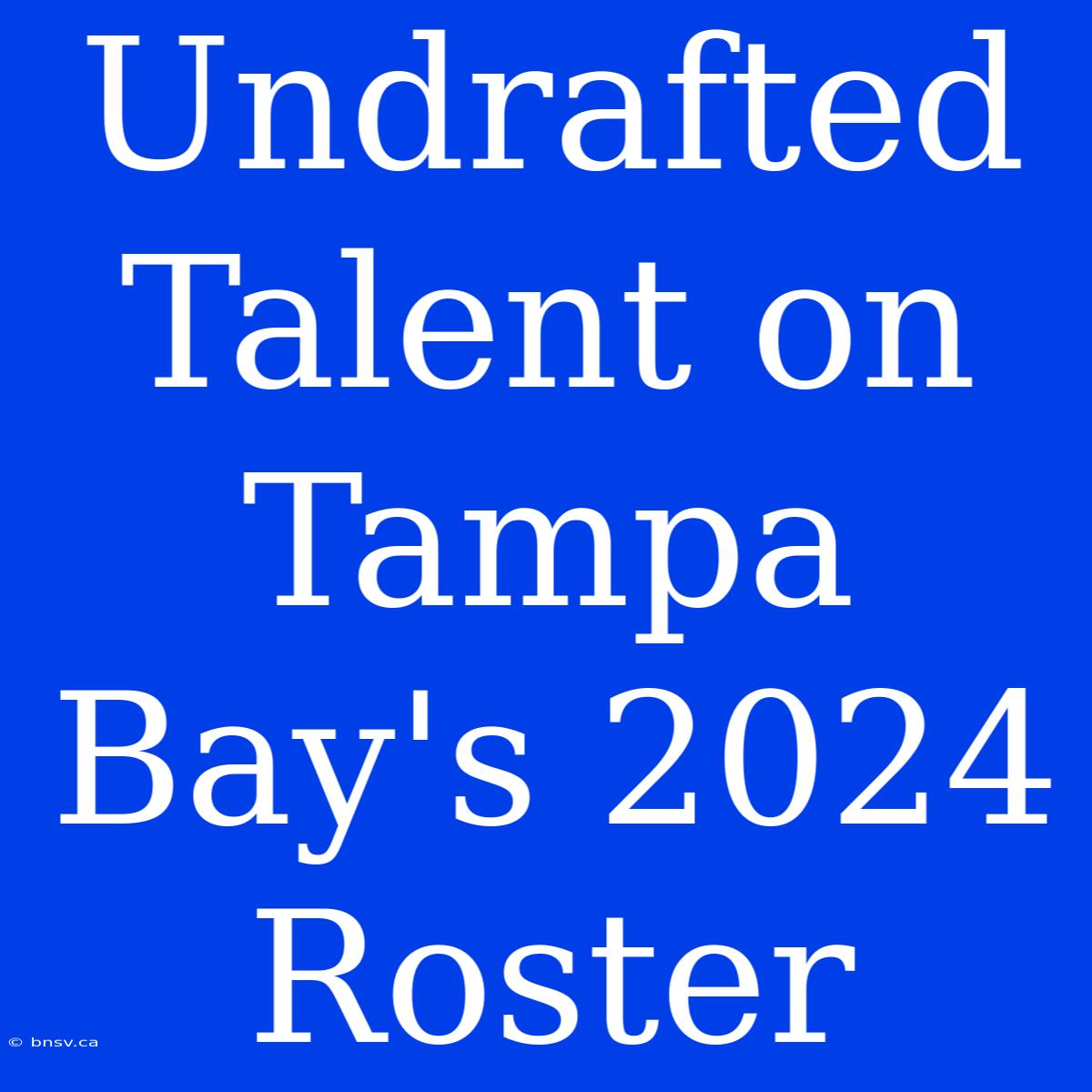 Undrafted Talent On Tampa Bay's 2024 Roster