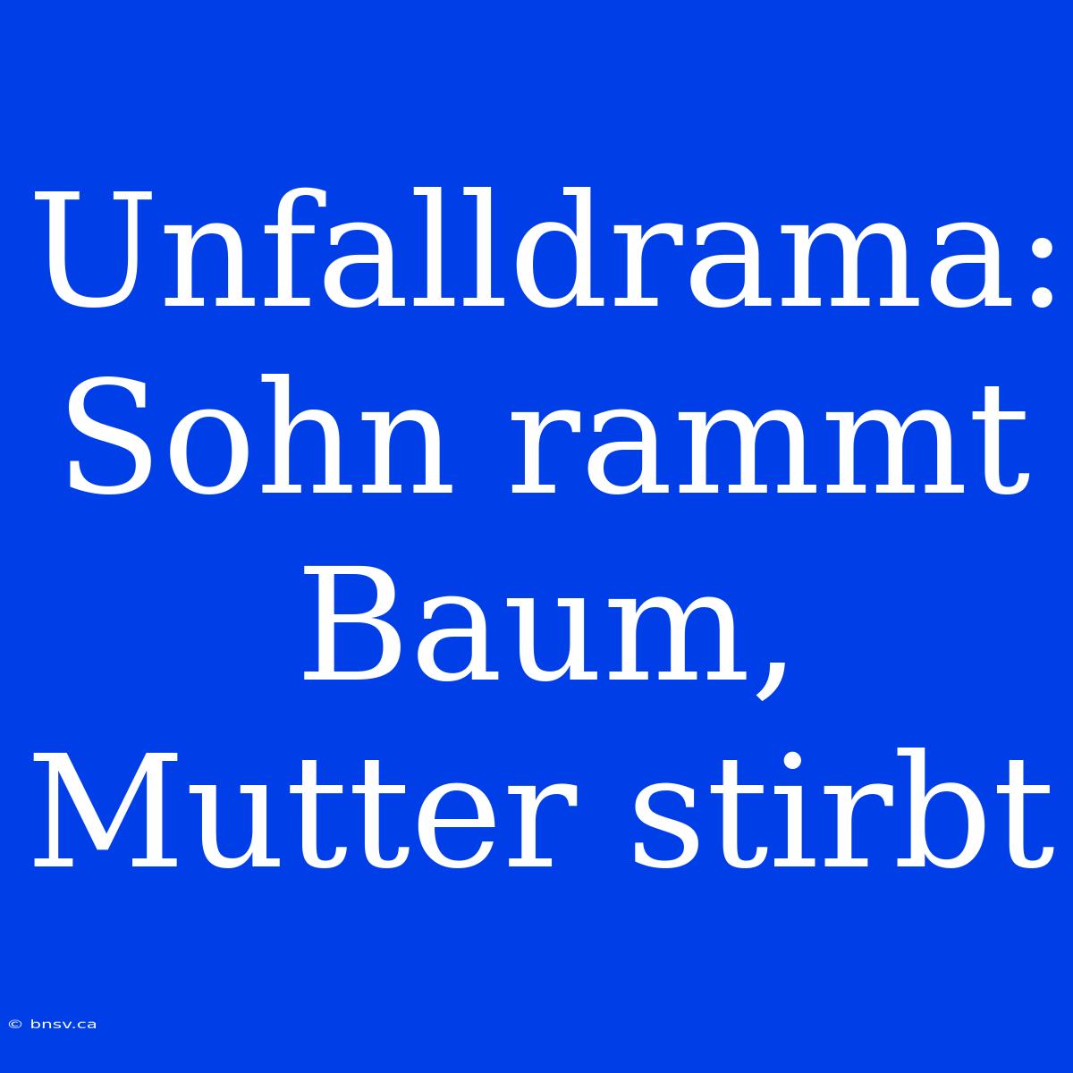 Unfalldrama: Sohn Rammt Baum, Mutter Stirbt