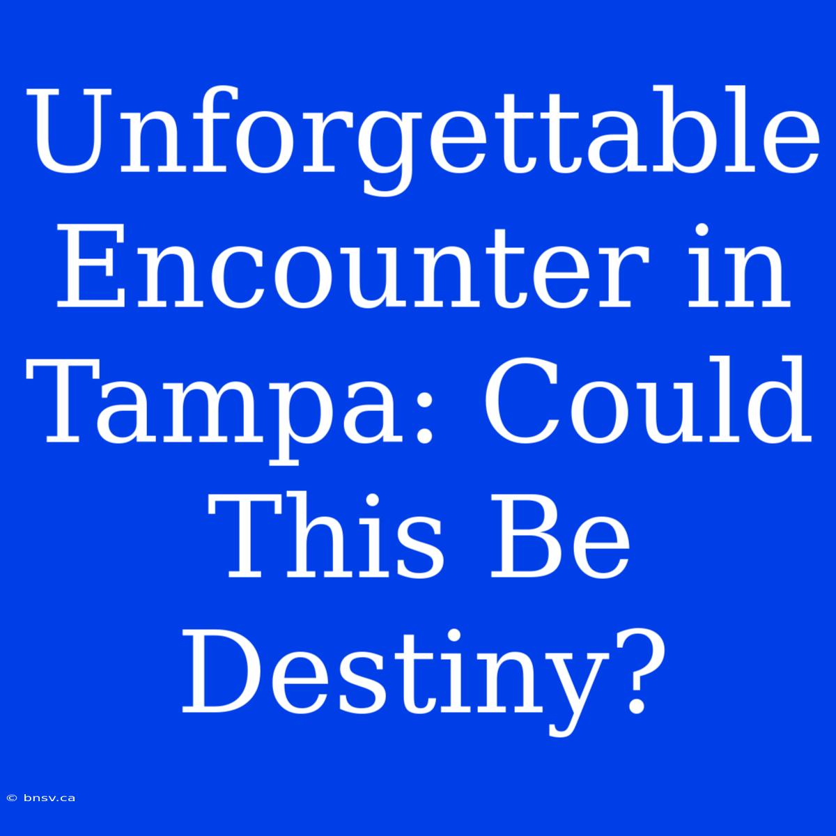 Unforgettable Encounter In Tampa: Could This Be Destiny?