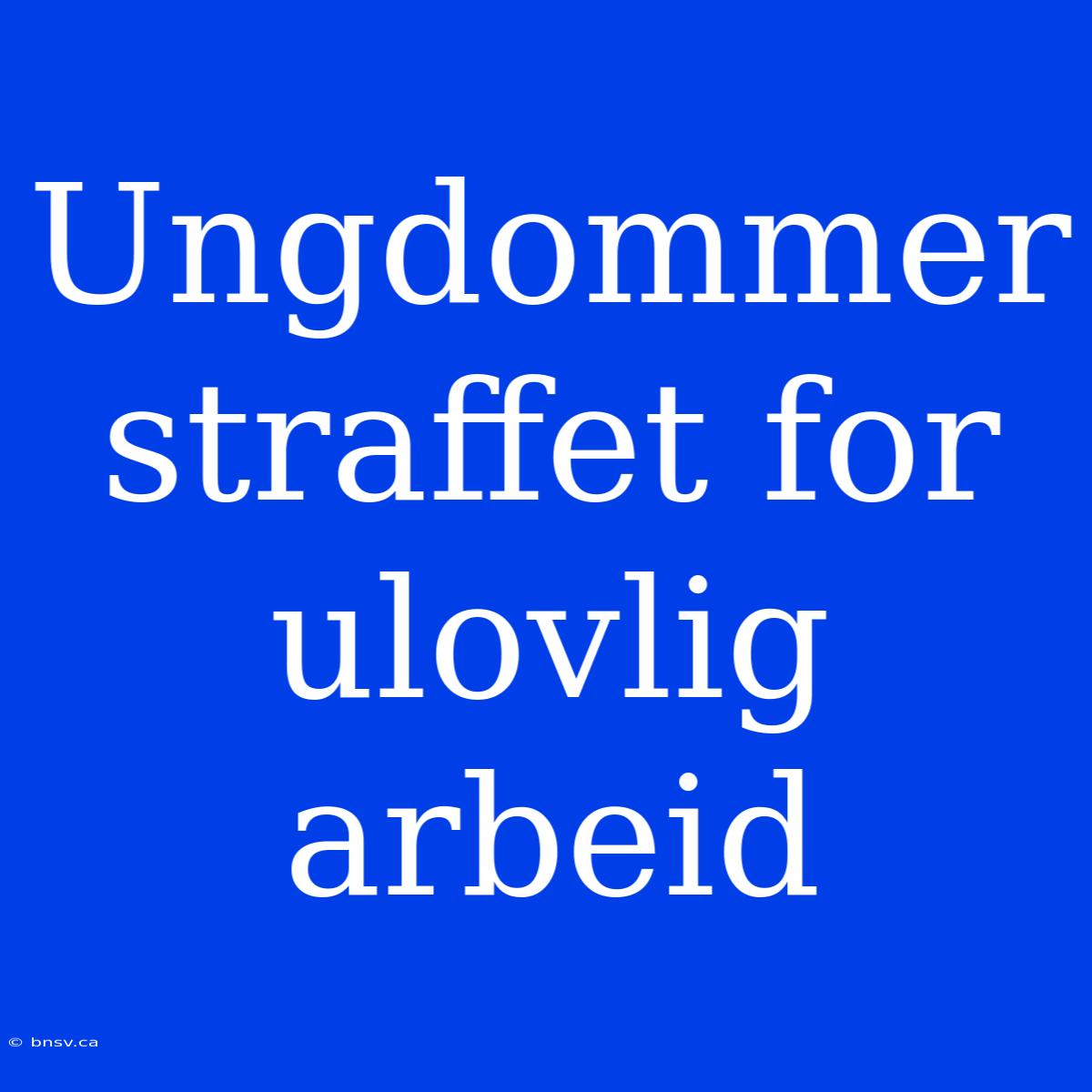 Ungdommer Straffet For Ulovlig Arbeid