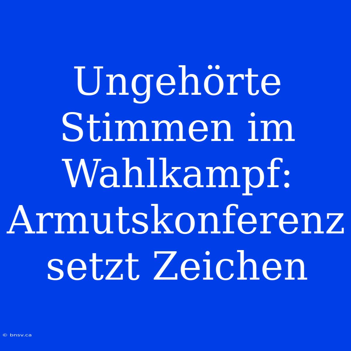 Ungehörte Stimmen Im Wahlkampf: Armutskonferenz Setzt Zeichen