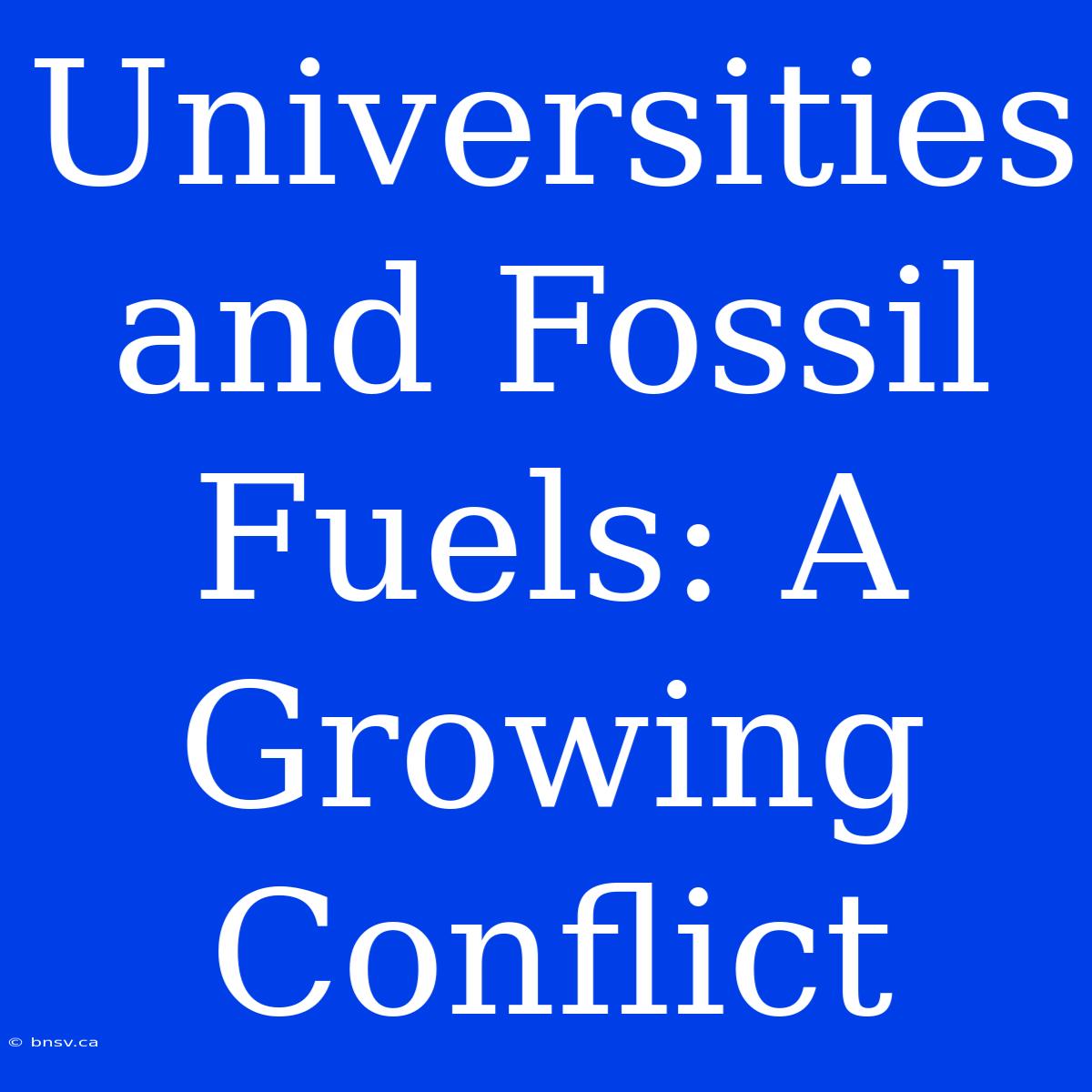 Universities And Fossil Fuels: A Growing Conflict