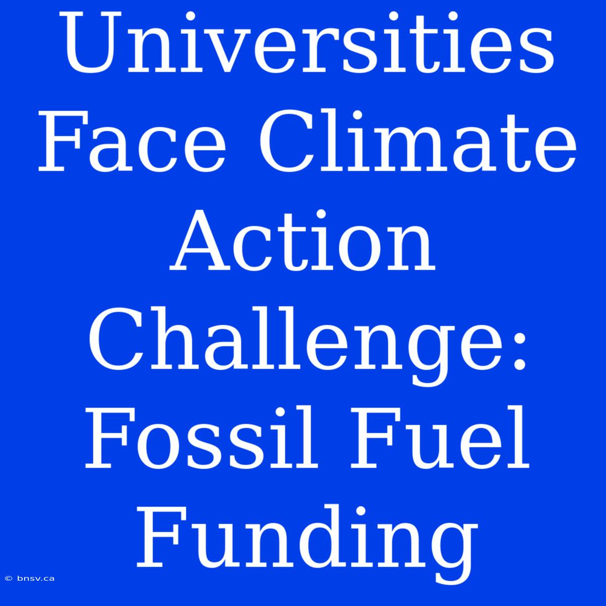 Universities Face Climate Action Challenge: Fossil Fuel Funding