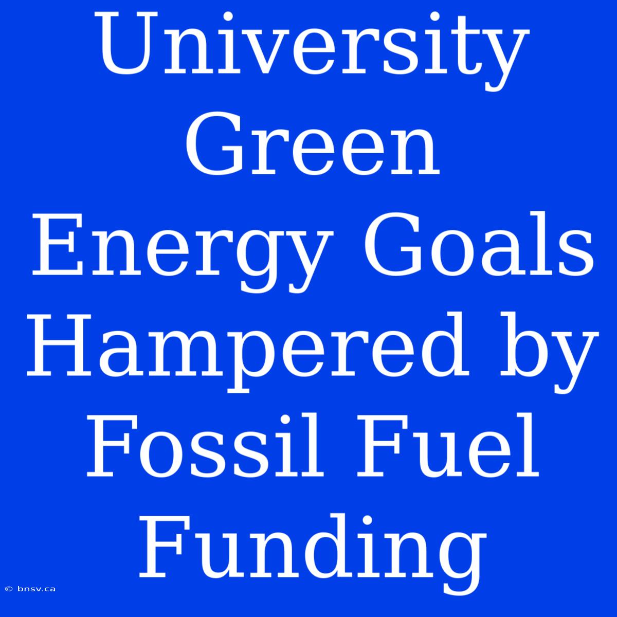 University Green Energy Goals Hampered By Fossil Fuel Funding