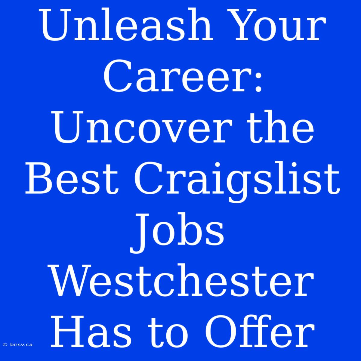 Unleash Your Career: Uncover The Best Craigslist Jobs Westchester Has To Offer