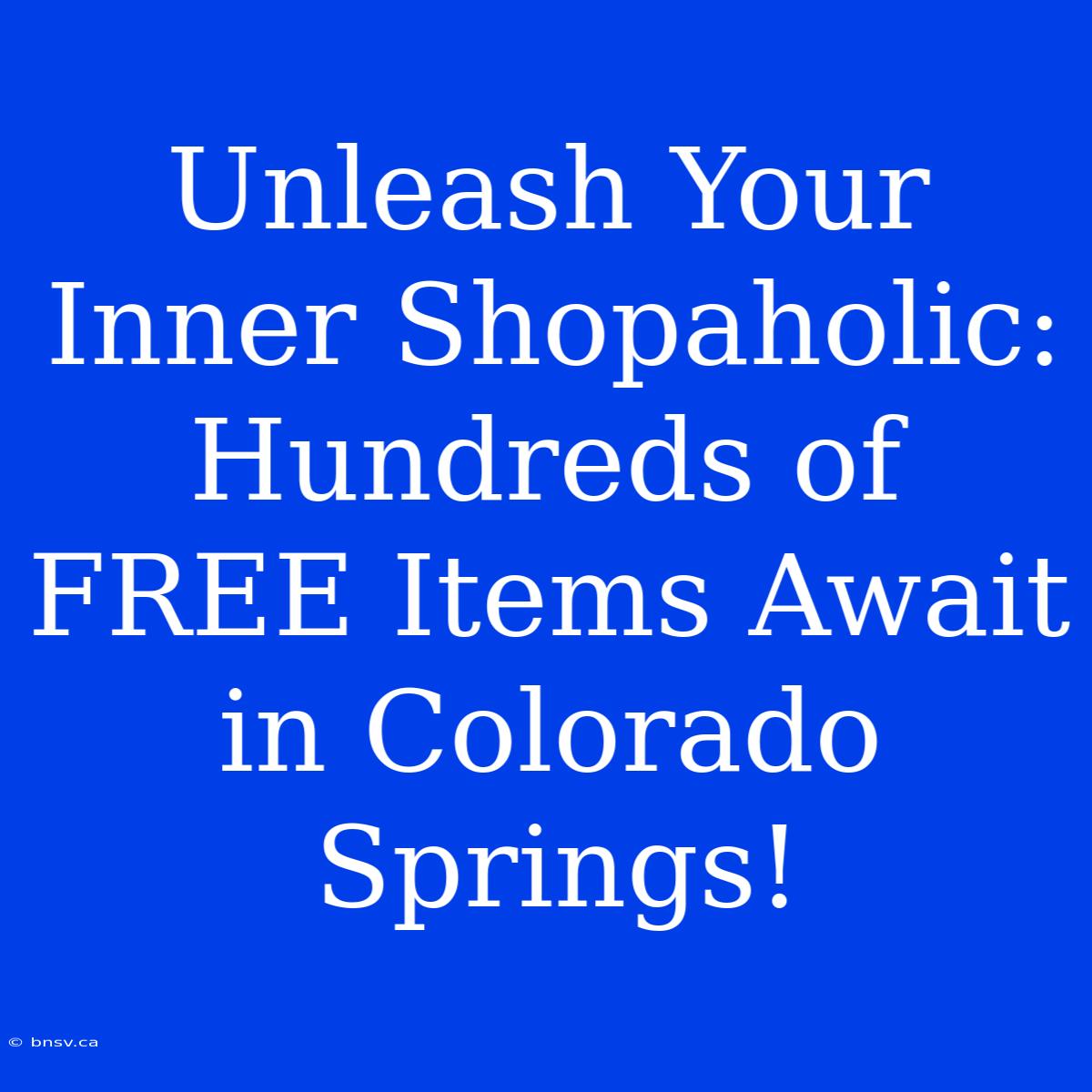 Unleash Your Inner Shopaholic: Hundreds Of FREE Items Await In Colorado Springs!