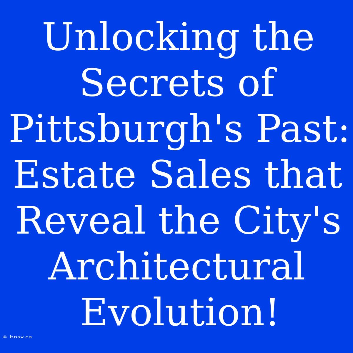 Unlocking The Secrets Of Pittsburgh's Past: Estate Sales That Reveal The City's Architectural Evolution!