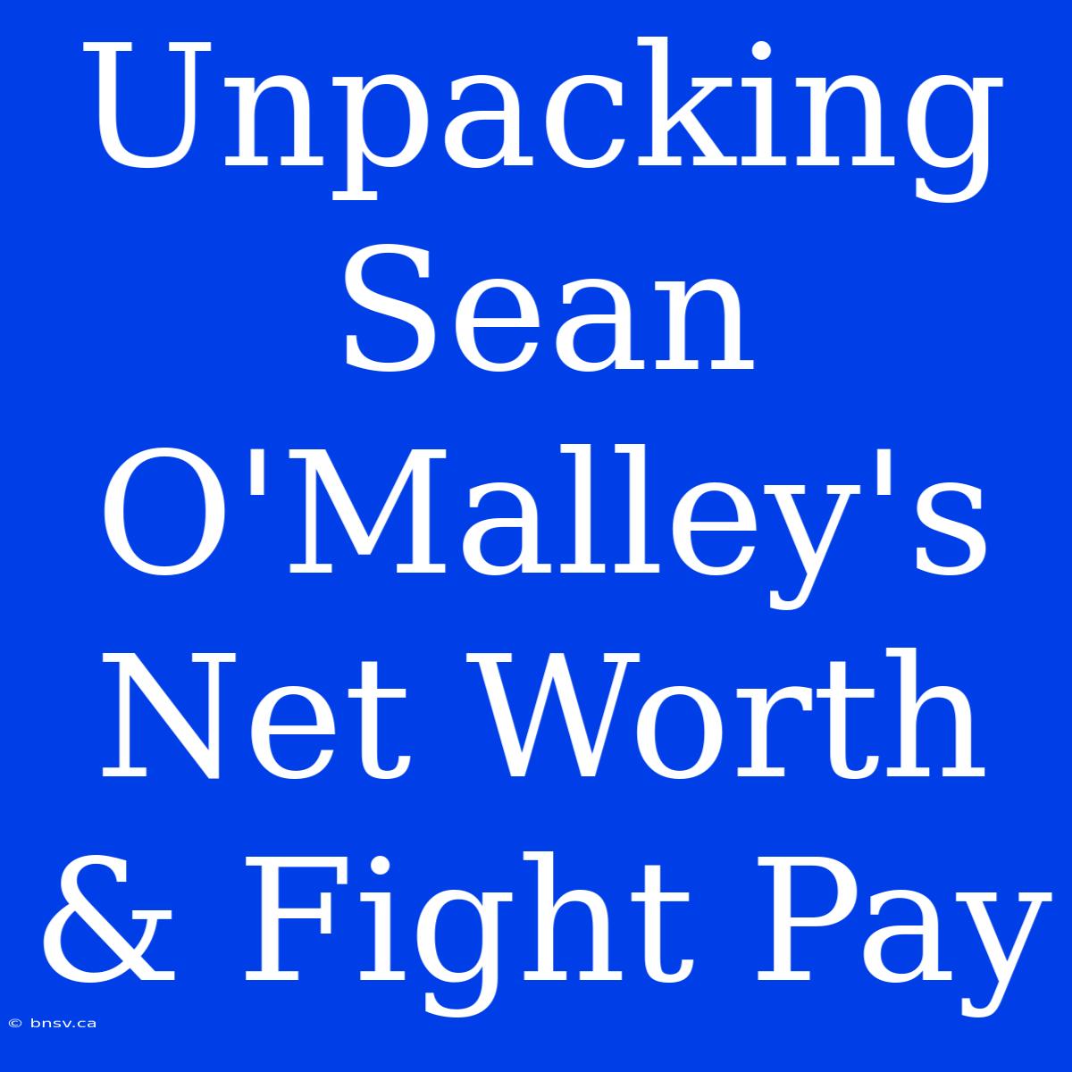 Unpacking Sean O'Malley's Net Worth & Fight Pay