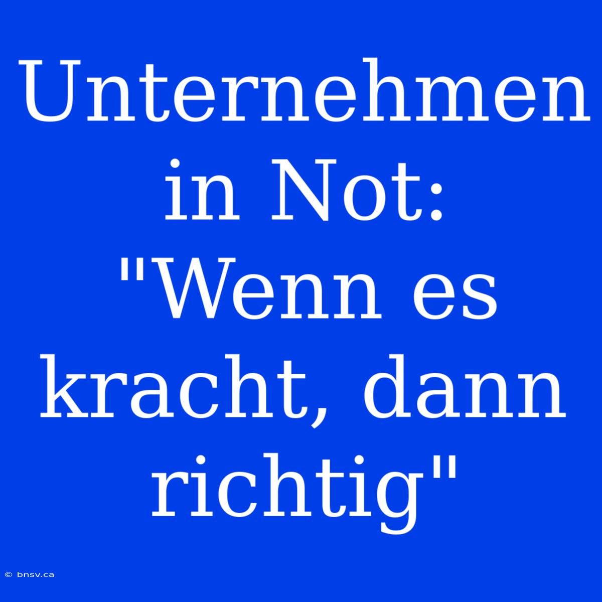 Unternehmen In Not: 