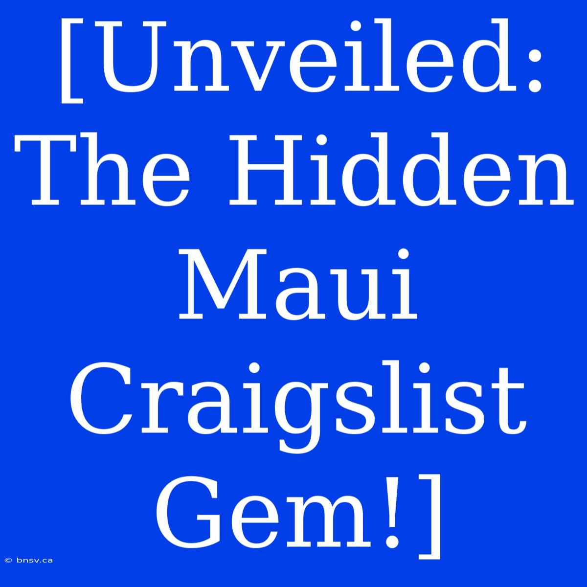 [Unveiled: The Hidden Maui Craigslist Gem!]