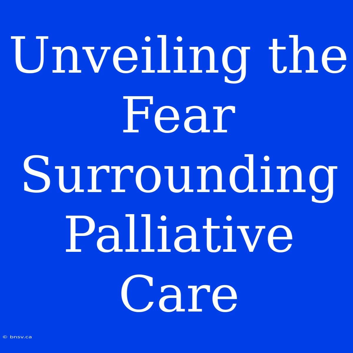 Unveiling The Fear Surrounding Palliative Care