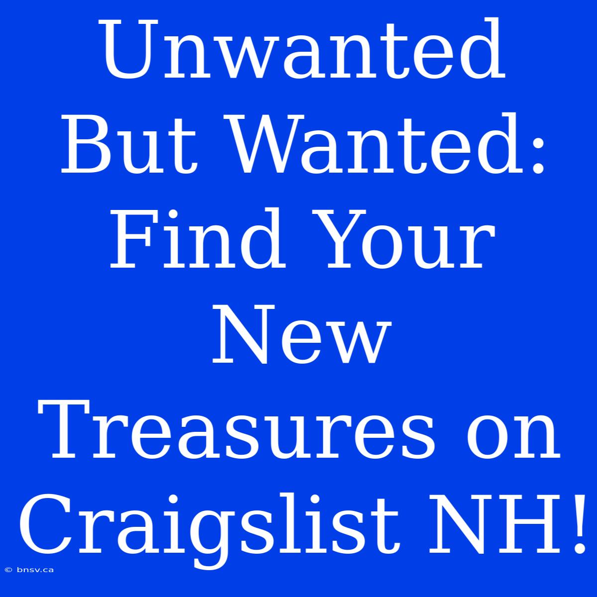 Unwanted But Wanted: Find Your New Treasures On Craigslist NH!