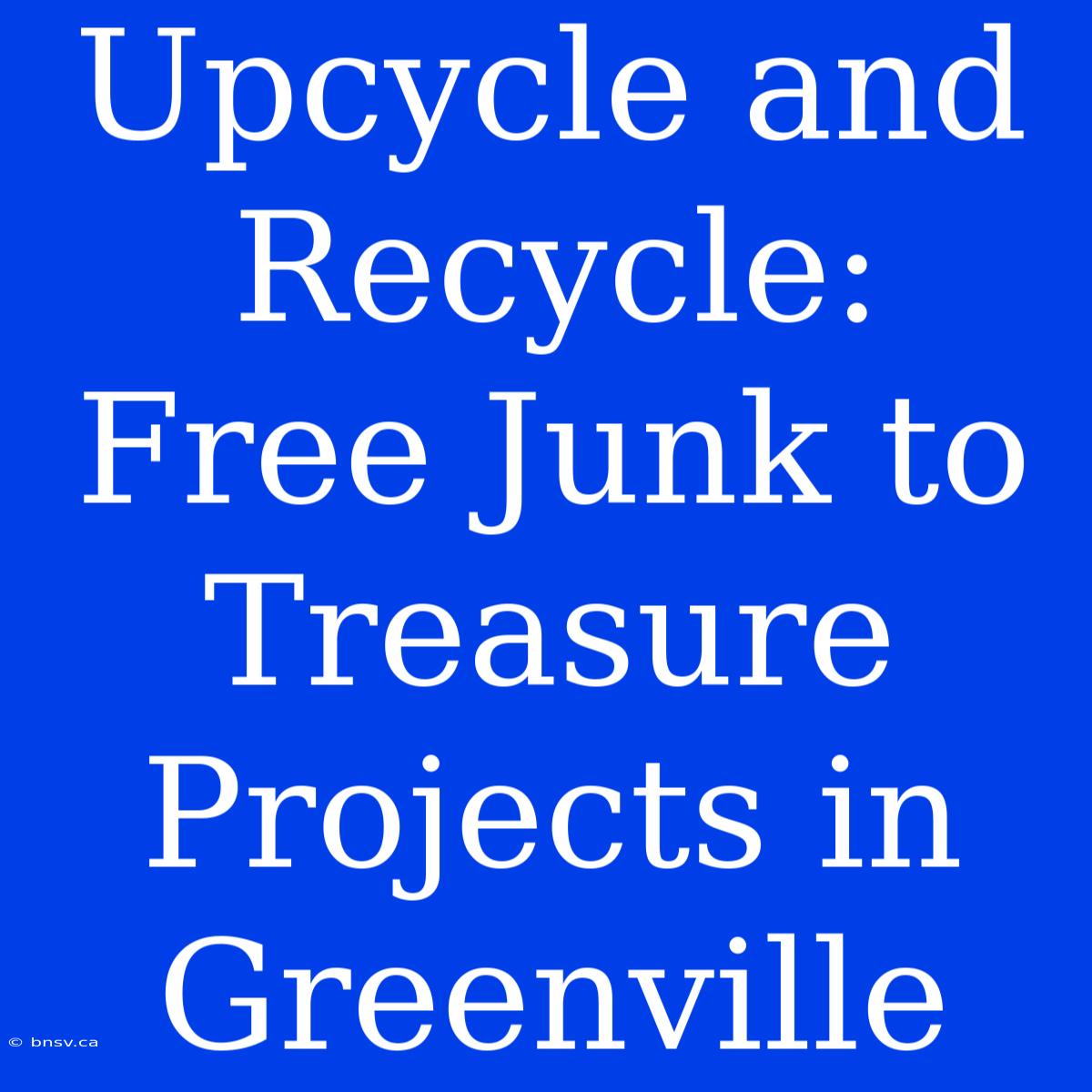 Upcycle And Recycle: Free Junk To Treasure Projects In Greenville