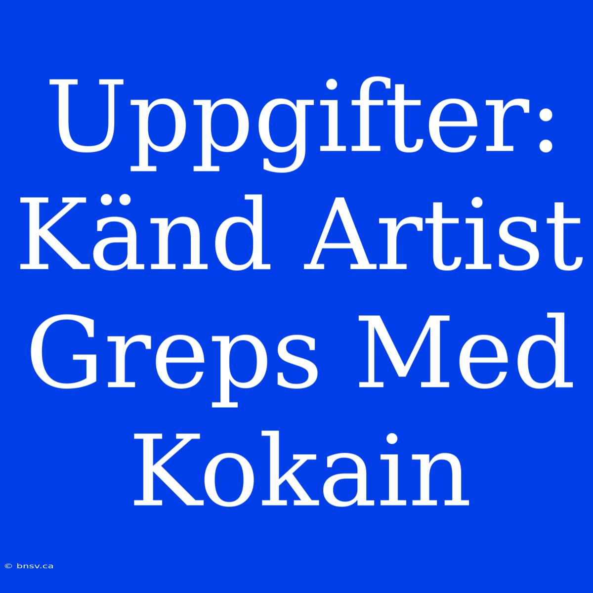 Uppgifter: Känd Artist Greps Med Kokain