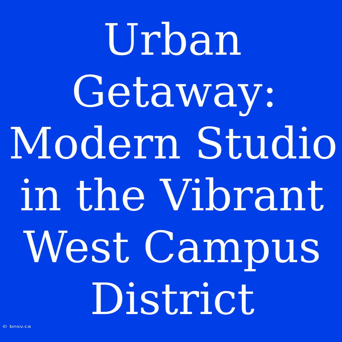 Urban Getaway: Modern Studio In The Vibrant West Campus District