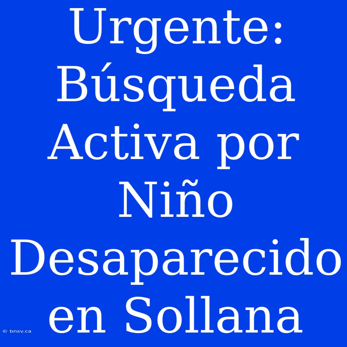 Urgente: Búsqueda Activa Por Niño Desaparecido En Sollana