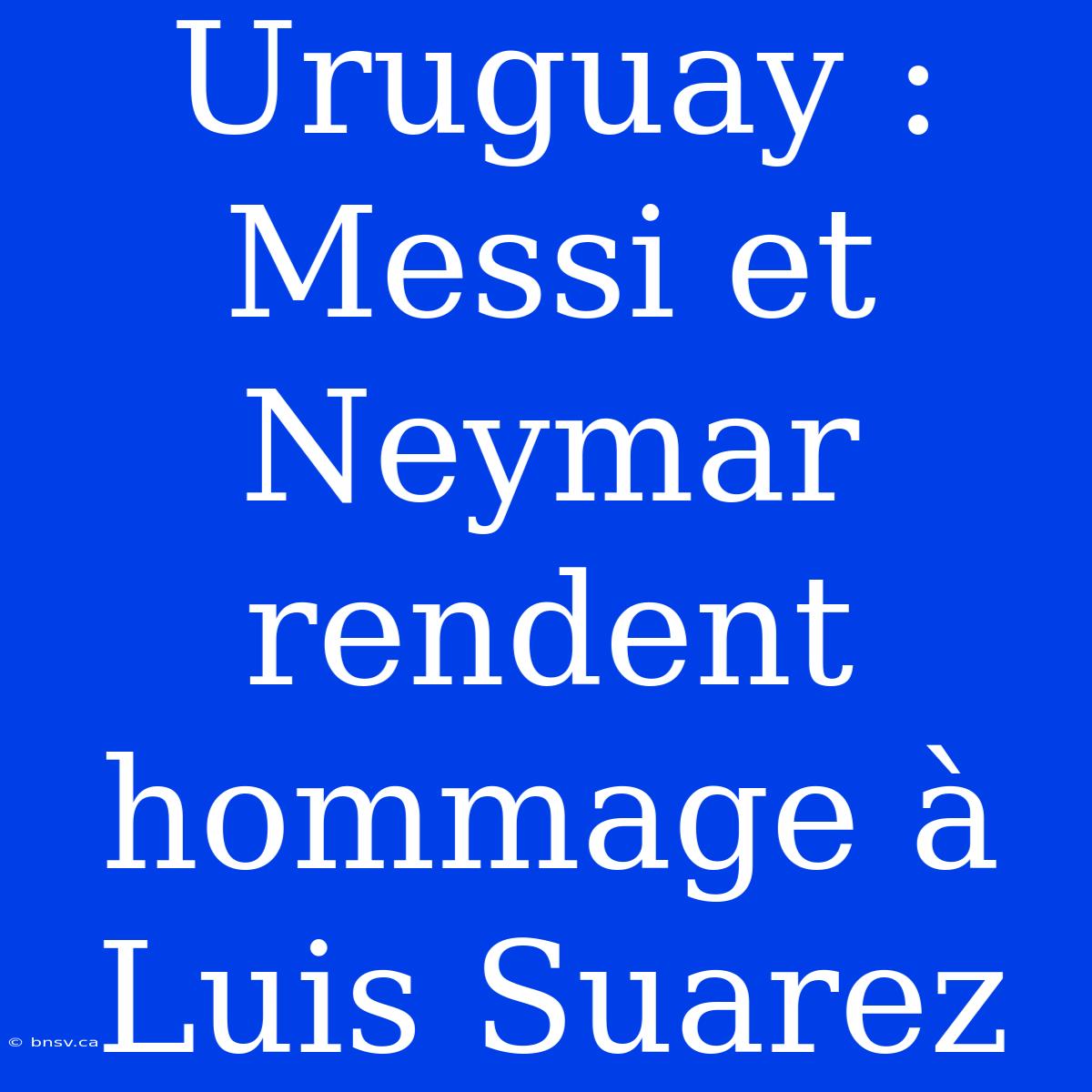 Uruguay : Messi Et Neymar Rendent Hommage À Luis Suarez