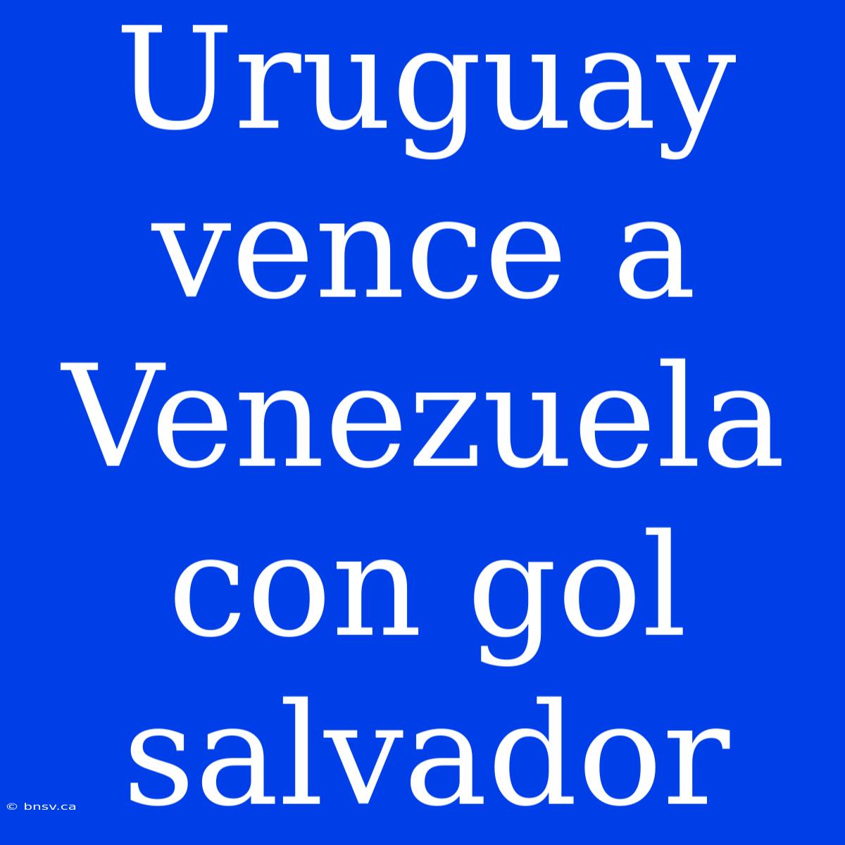 Uruguay Vence A Venezuela Con Gol Salvador