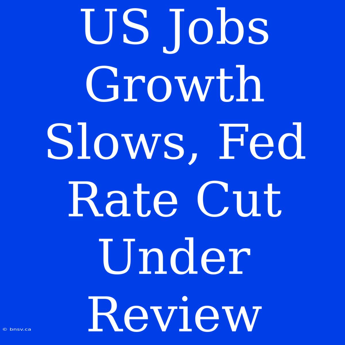 US Jobs Growth Slows, Fed Rate Cut Under Review