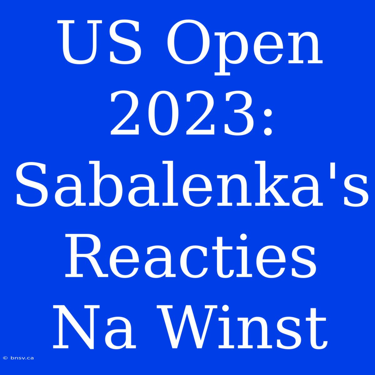 US Open 2023: Sabalenka's Reacties Na Winst